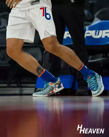 Pregame warmup on an NBA arena floor