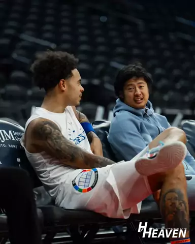 Pregame warmup on an NBA arena floor