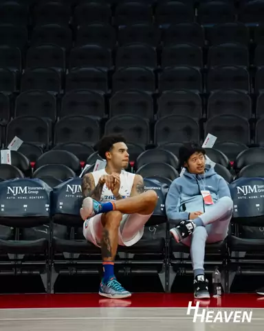 Pregame warmup on an NBA arena floor