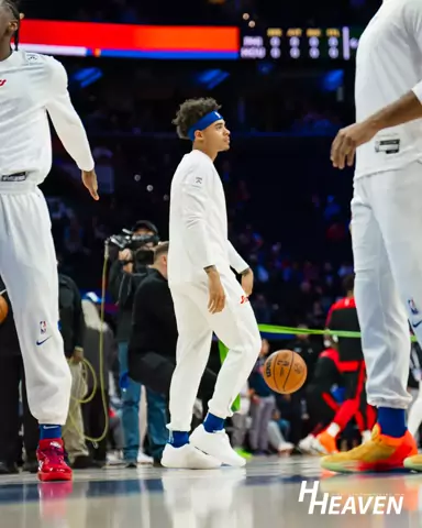 Pregame warmup on an NBA arena floor