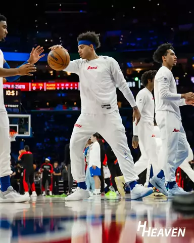 Pregame warmup on an NBA arena floor