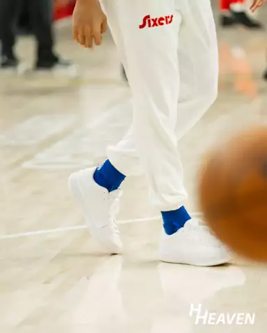 Pregame warmup on an NBA arena floor