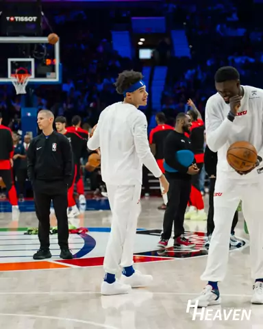 Pregame warmup on an NBA arena floor