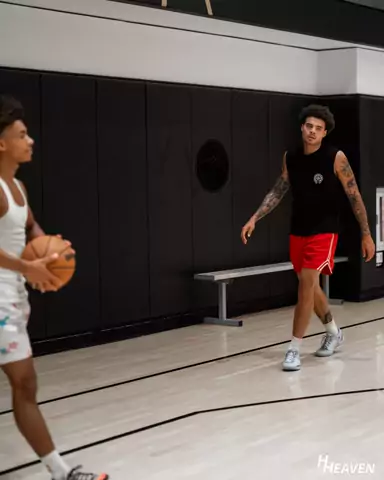Pregame warmup on an NBA arena floor