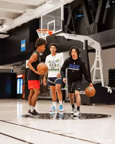 Pregame warmup on an NBA arena floor