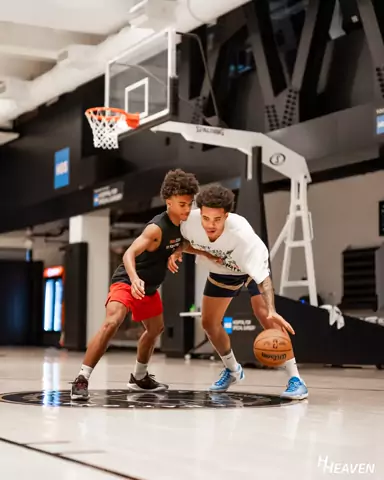 Pregame warmup on an NBA arena floor