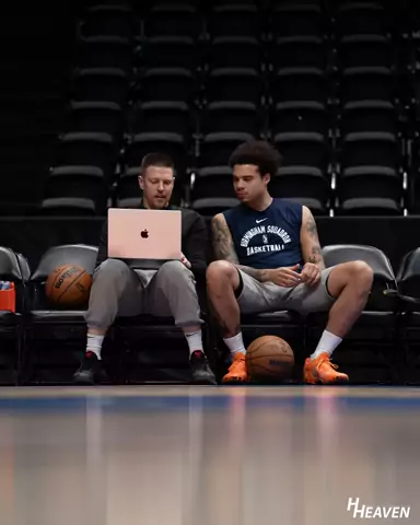 Pregame warmup on an NBA arena floor