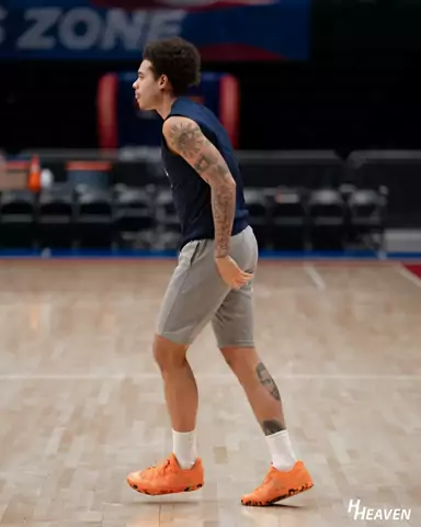 Pregame warmup on an NBA arena floor