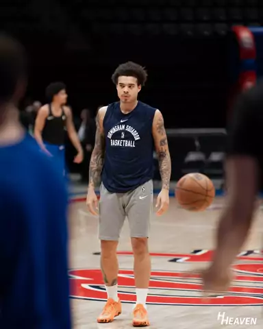Pregame warmup on an NBA arena floor