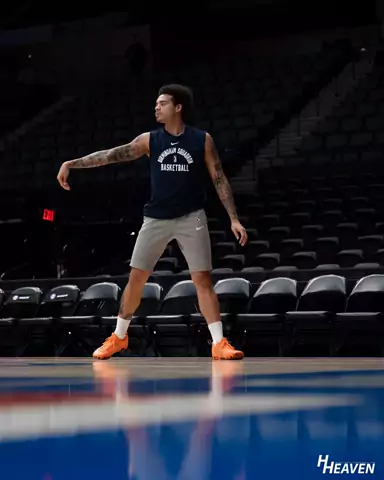 Pregame warmup on an NBA arena floor